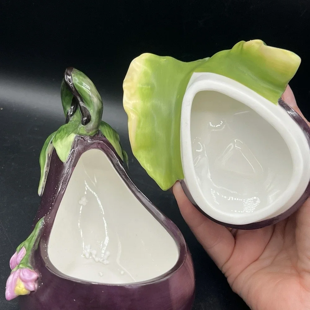 LE JRDN‎ POTAGRE FITZ & FLOYD Classics EGGPLANT Condiment Dish Box ~ Beautiful